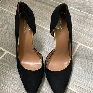 Black suede heels